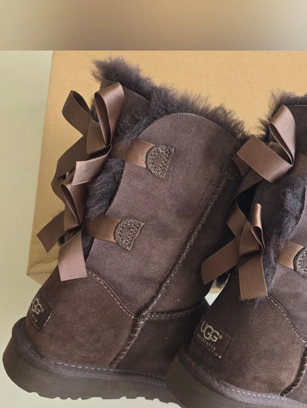 Authentic New UGG Bailey Bow boots chocolate Size 7 $215